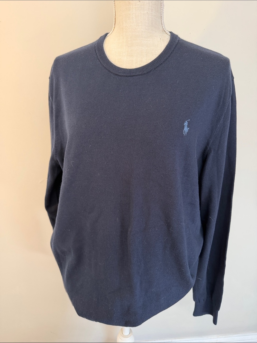 Polo by Ralph Lauren Navy Long Sleeve Crewneck Sweater Pima Cotton